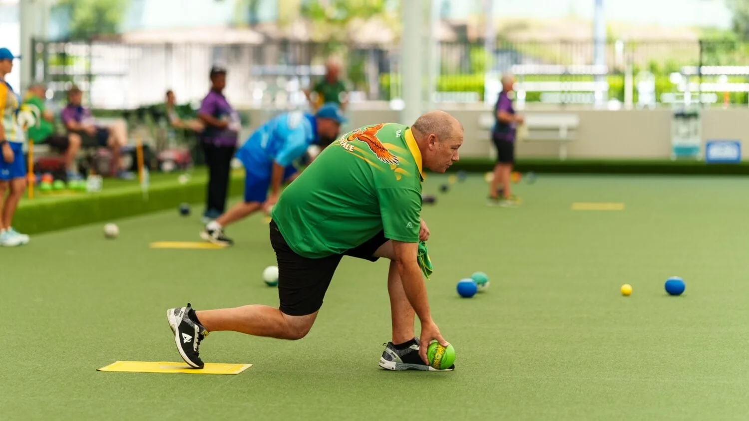 Lawn bowls being played